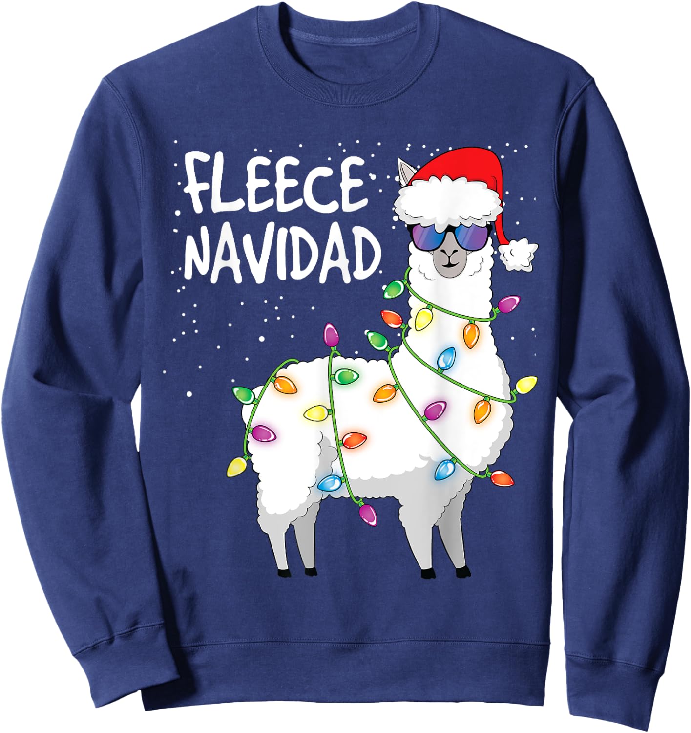 Fleece Navidad Funny Christmas Navidad Llama Sweatshirt - Sweatshirt | Navy