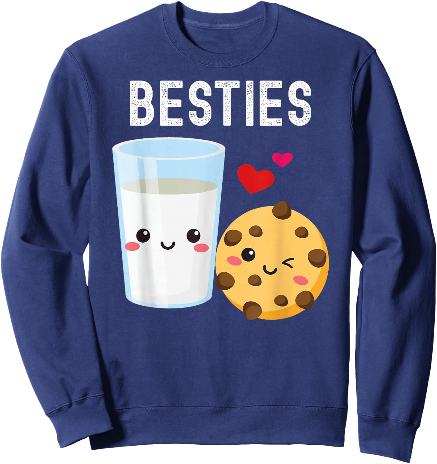 Besties Kawaii Milk and Cookie Best Friends Couples Matching Sweatshirt - Sweatshirt | Navy