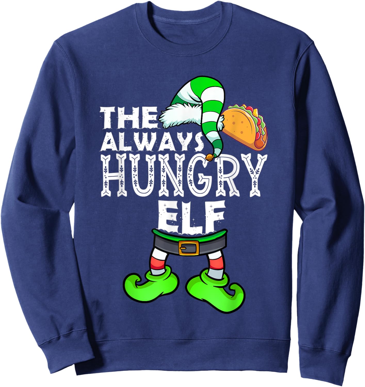 Always Hungry Elf Group Matching Family Christmas Holiday Sweatshirt - Sweatshirt | Navy
