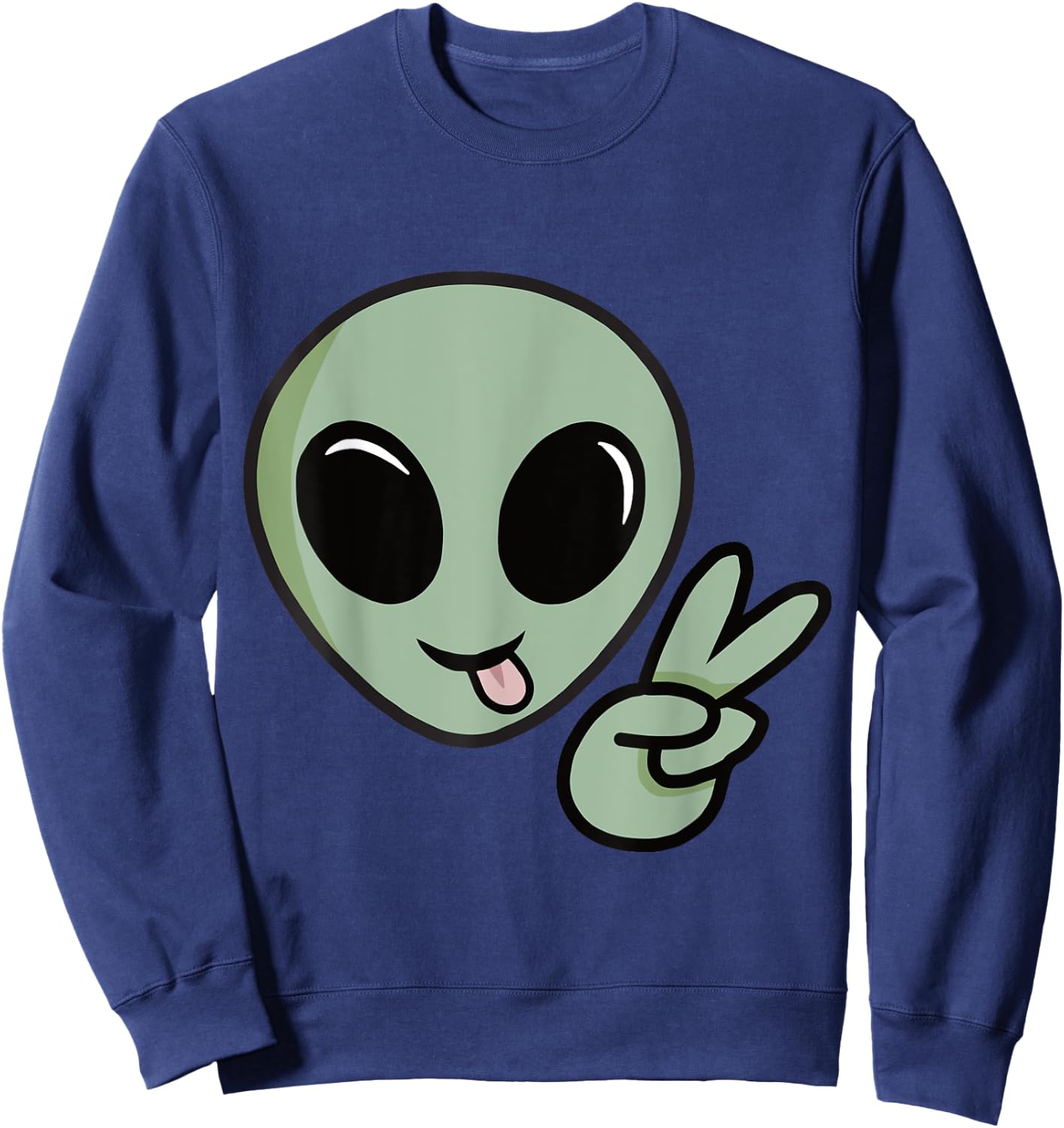 Cute Alien Peace Sign Sweatshirt - Sweatshirt | Navy