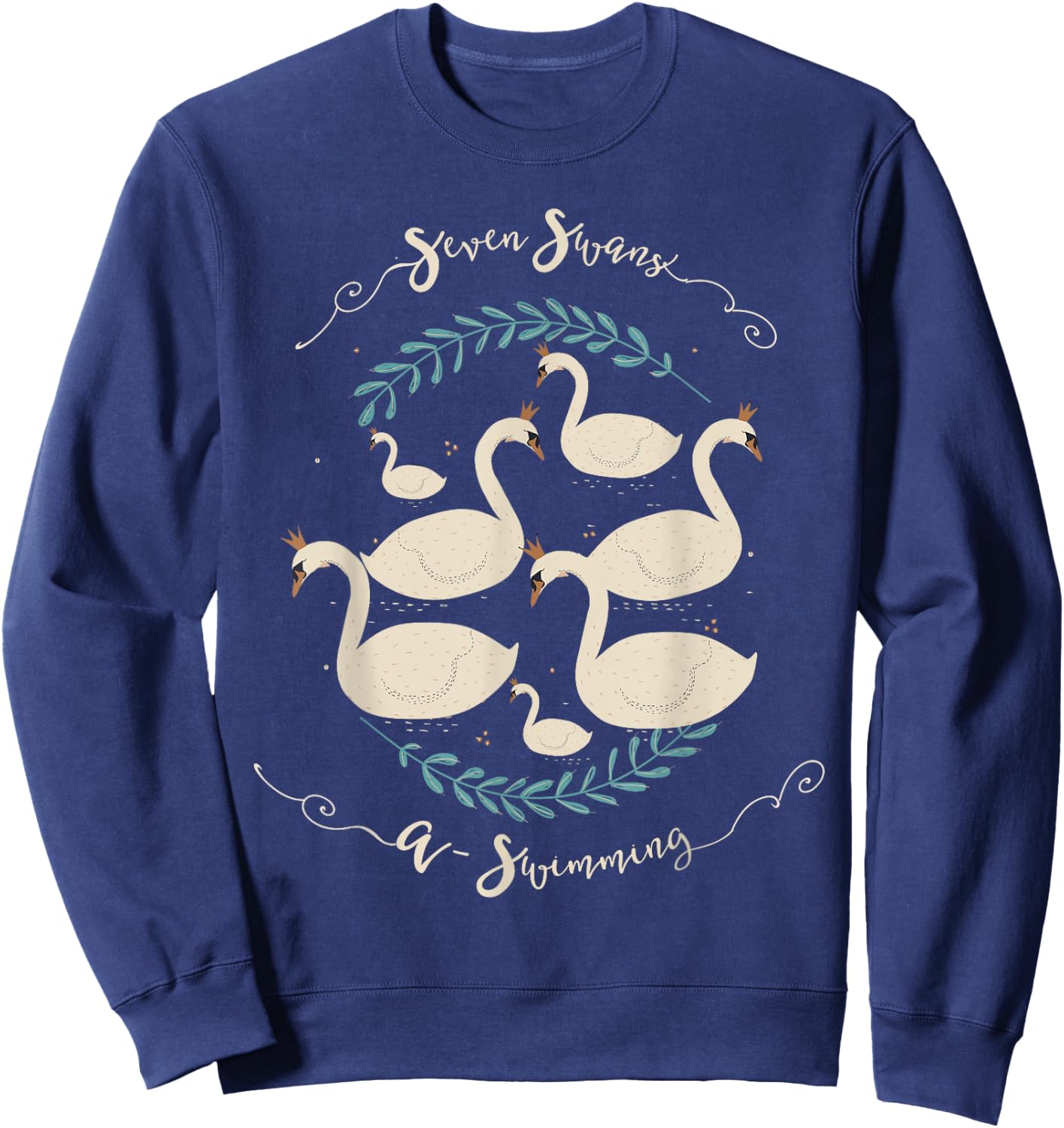 Seven Swans Swimming The 12 Christmas Days Song Rhyme Sweatshirt - Sweatshirt | Navy