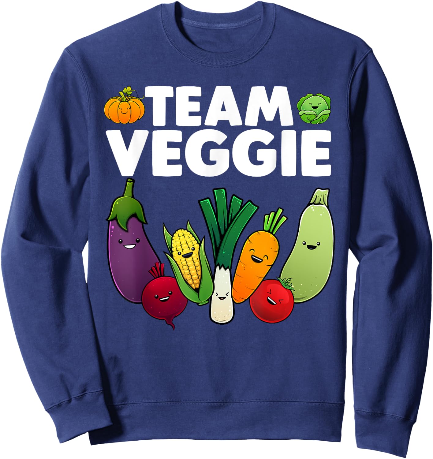 Funny Veggie Art Women Kids Vegan Plant Vegetarian Sweatshirt - Sweatshirt | Navy