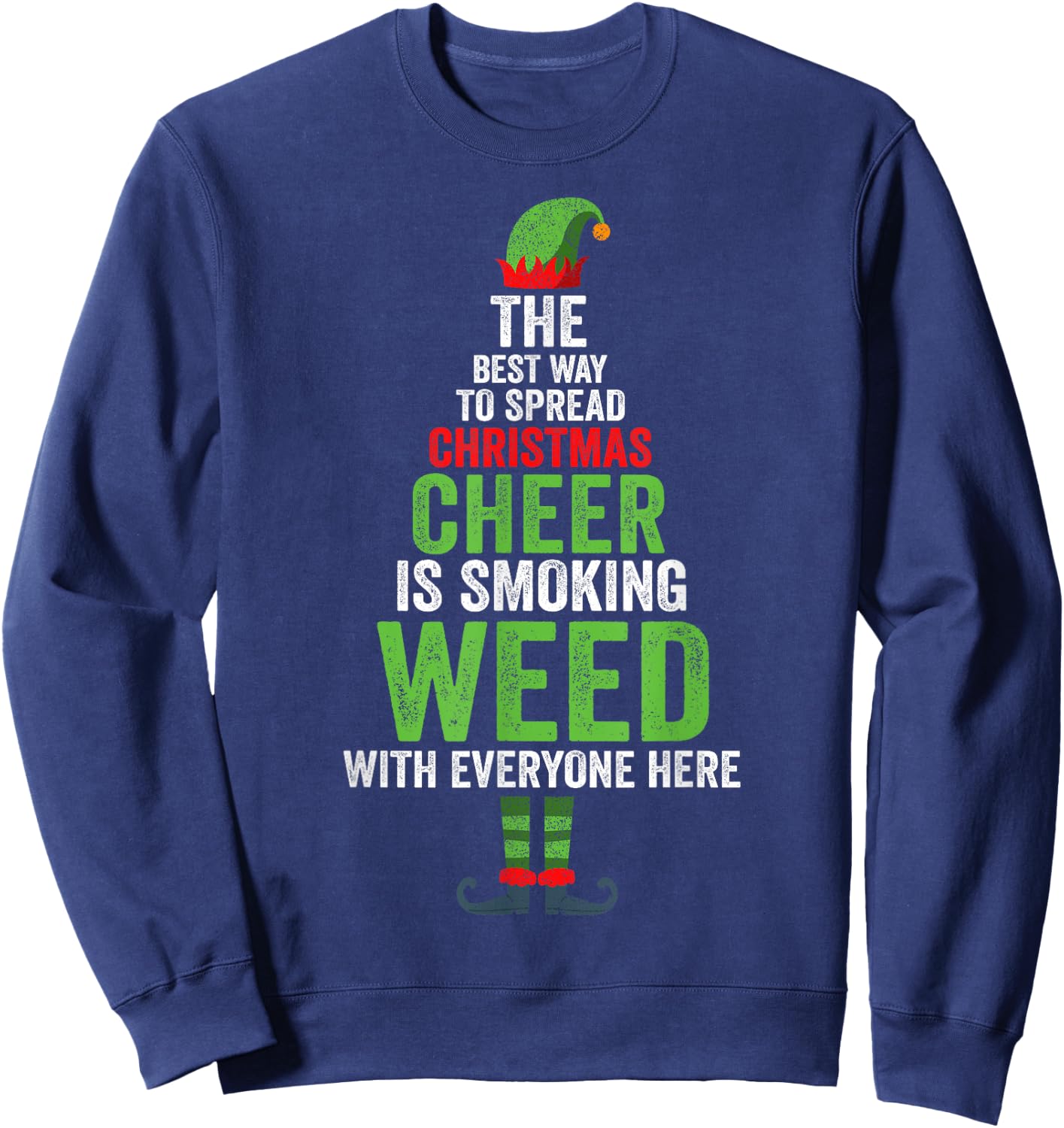 Weed Christmas Men Apparel Funny Marijuana Pot Leaf Cannabis Sweatshirt - Sweatshirt | Navy