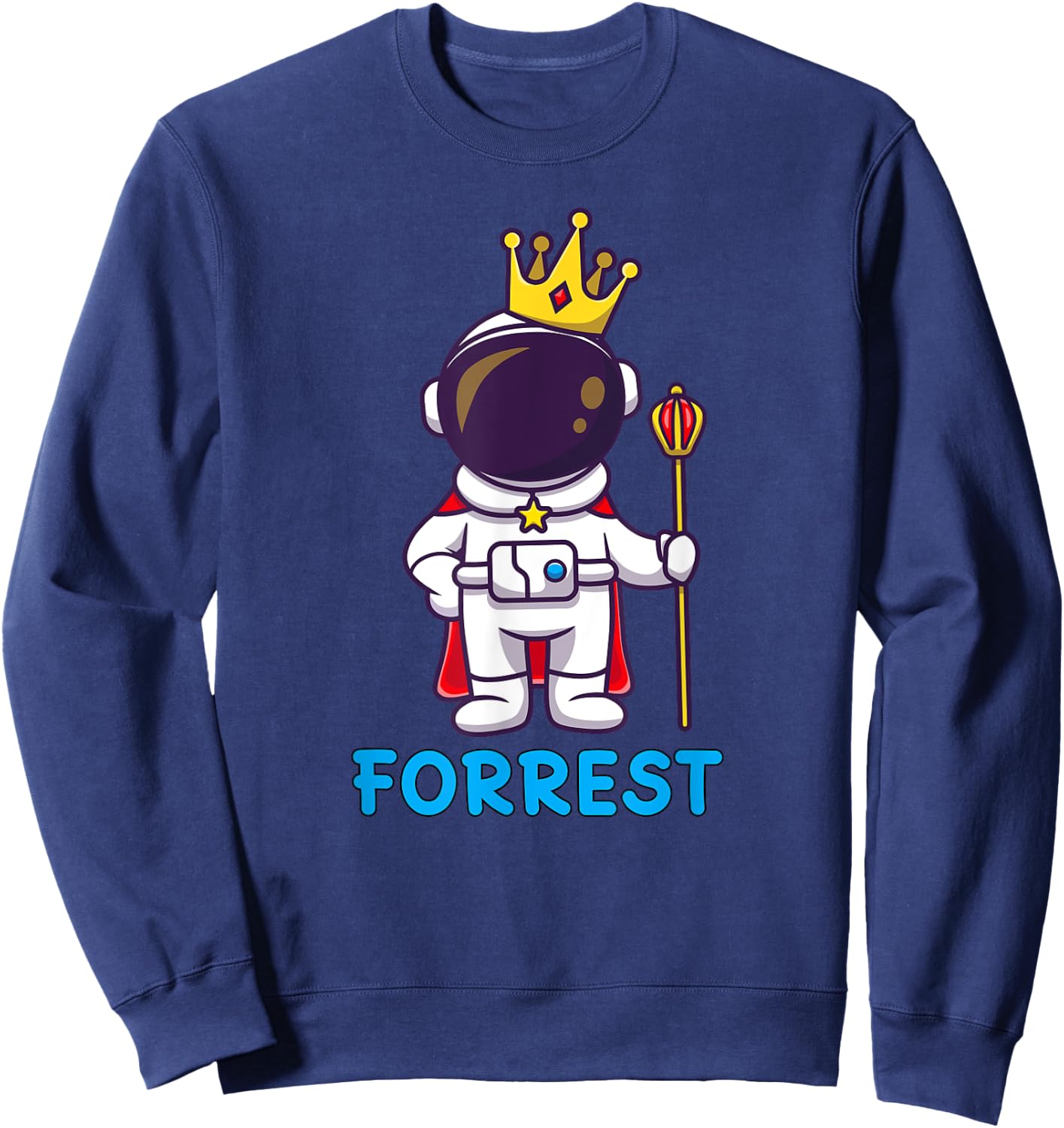 FORREST Personalized Name Astronaut Birthday King Sweatshirt - Sweatshirt | Navy