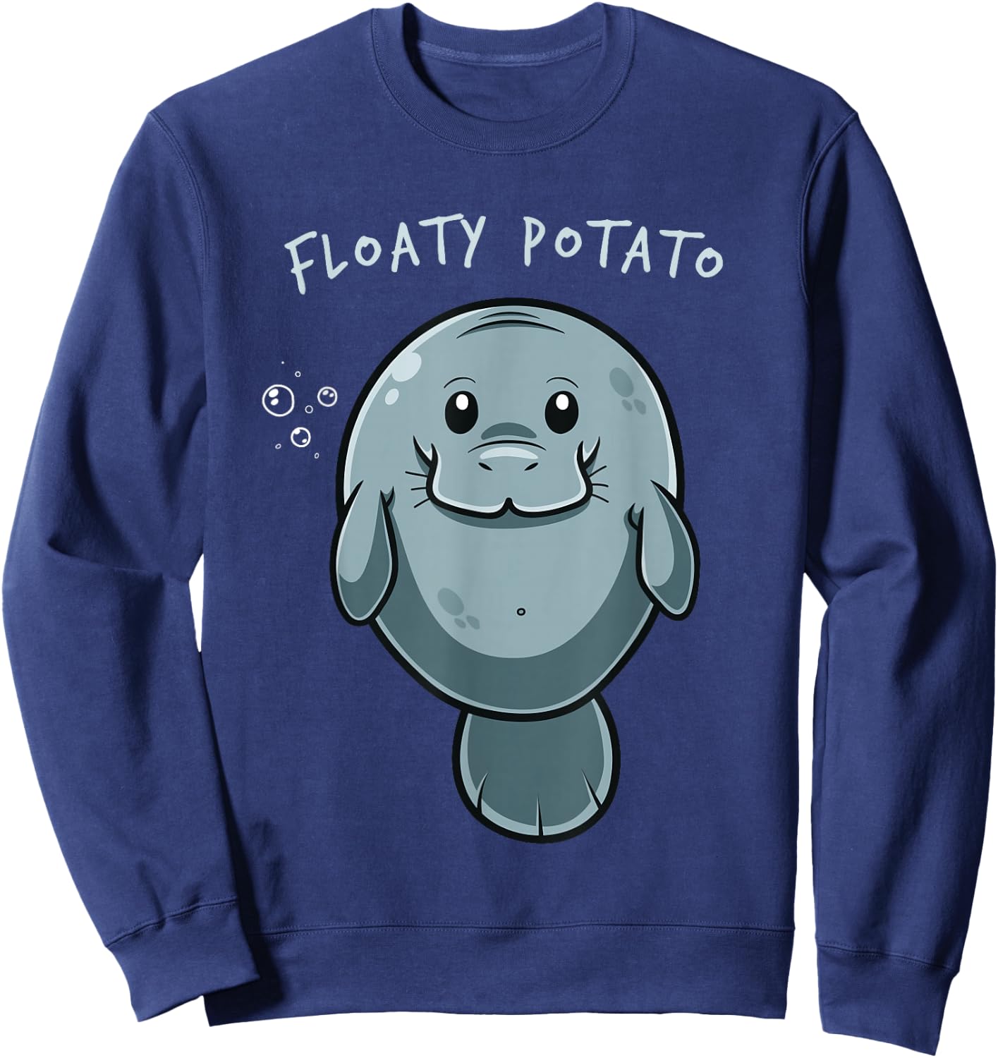 Flaoty Potato Manatee Funny Manati Manatee Chubby Mermaid Sweatshirt - Sweatshirt | Navy