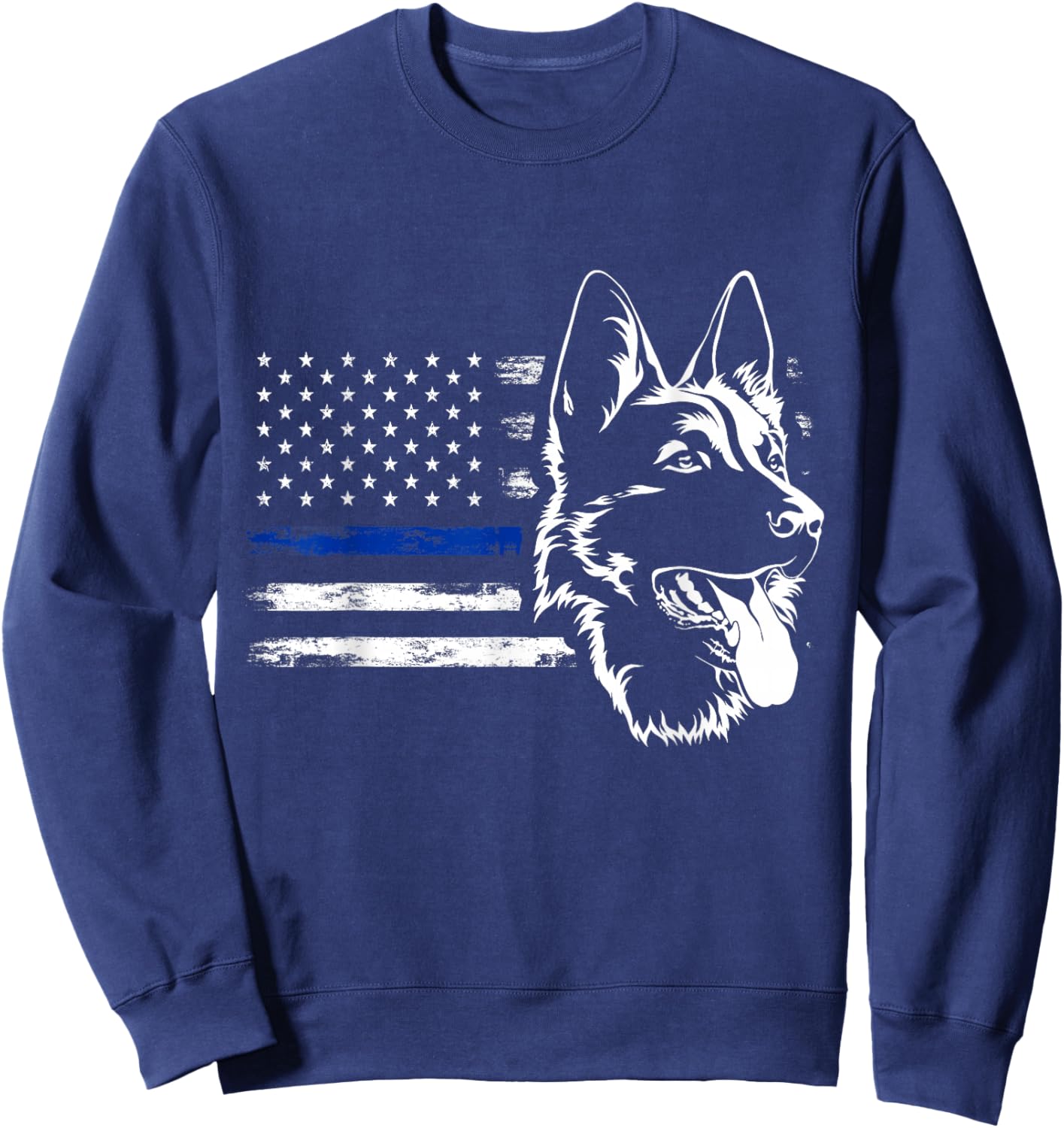 US Flag German Shepherd Police Sweatshirt - Sweatshirt | Navy