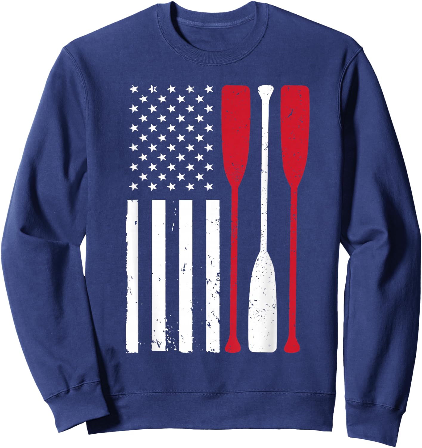 Funny Rowing Art Men Women US America Flag Coxswain Row Crew Sweatshirt - Sweatshirt | Navy