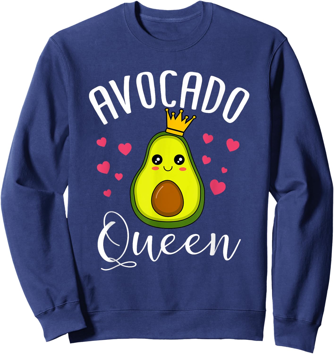Cute Avocado Queen Funny Vegan Women Sweatshirt - Sweatshirt | Navy