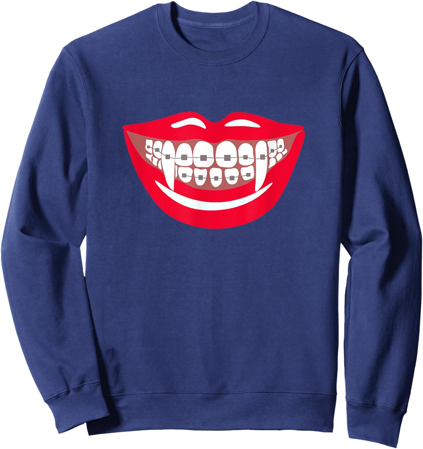 Halloween Funny Vampire Teeth Braces Orthodontist Dentist Sweatshirt - Sweatshirt | Navy