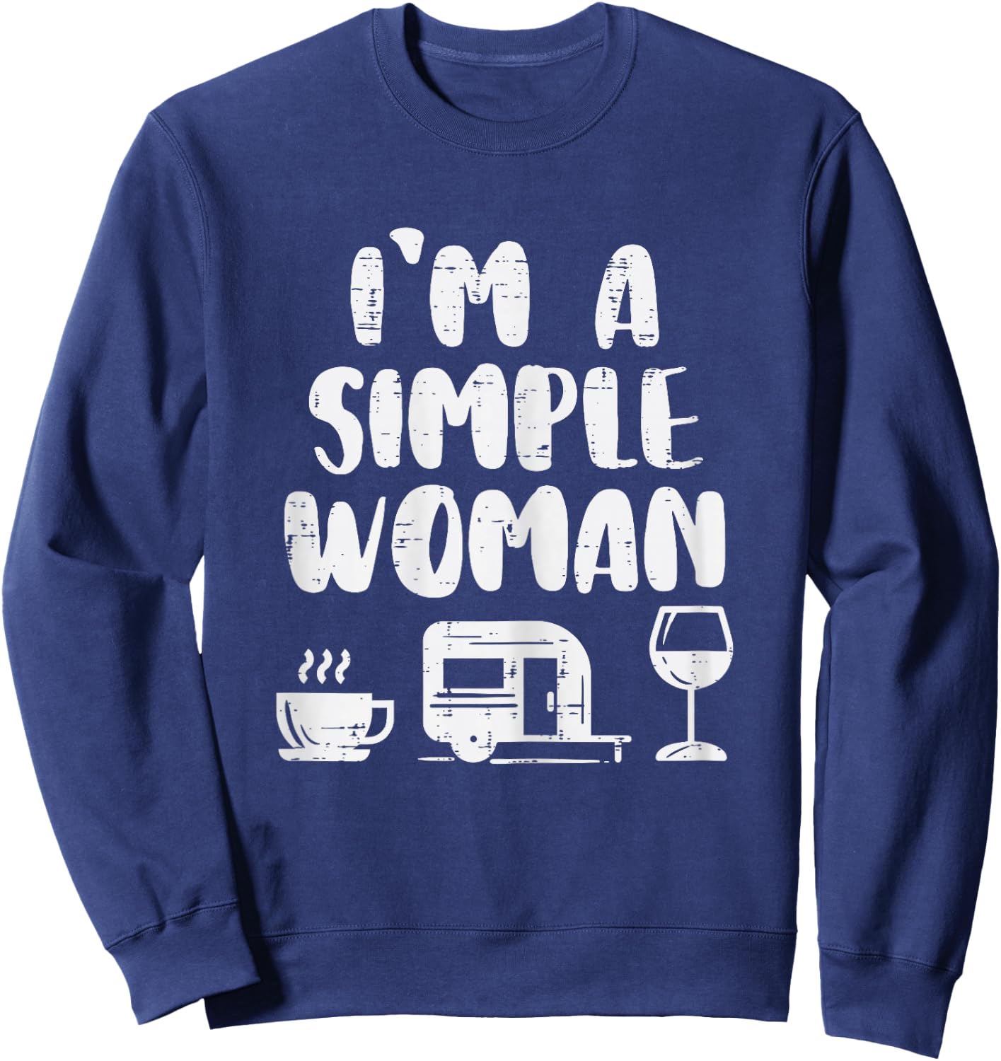 Simple Woman Coffee Camping Van Wine Drinking Camper Women Sweatshirt - Sweatshirt | Navy