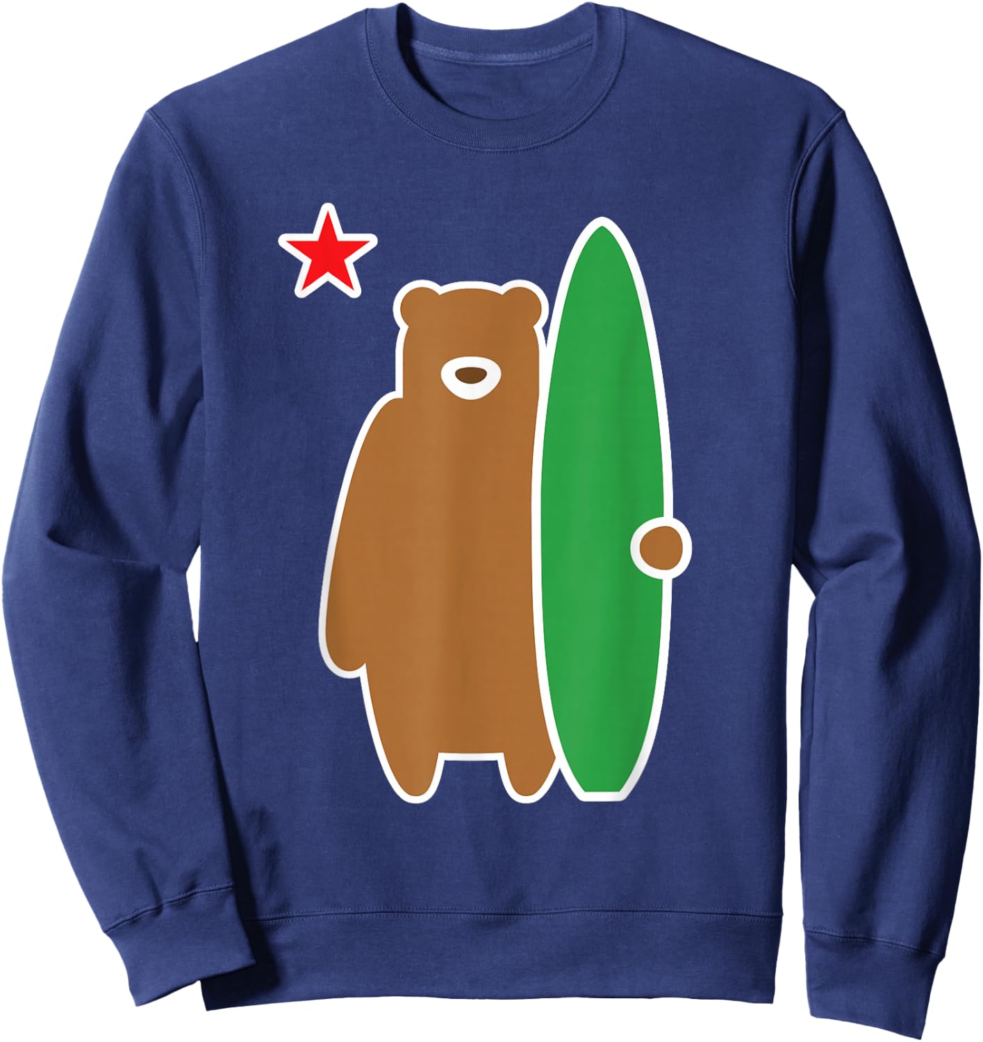 California Bear with Surf Board Surfing Sweatshirt - Sweatshirt | Navy