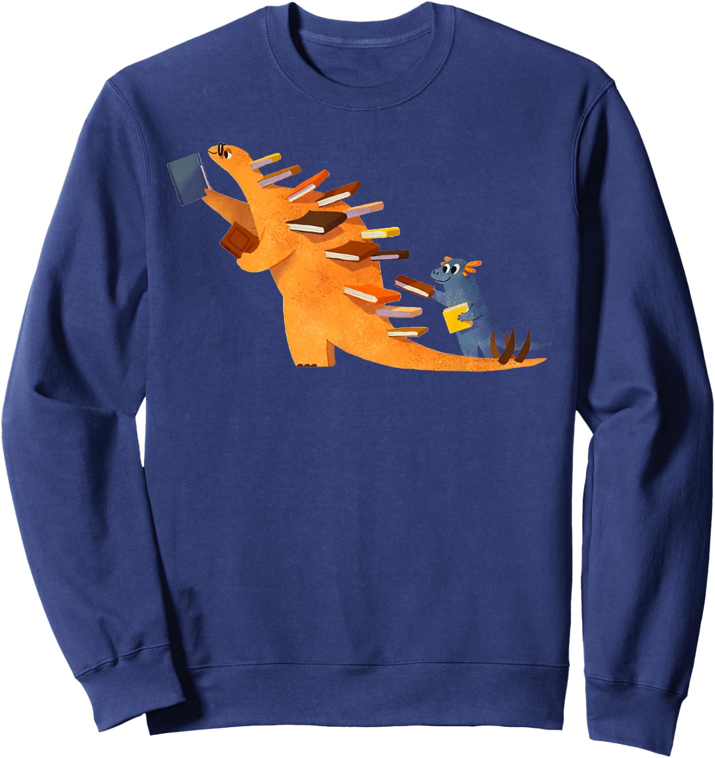 Cute Dinosaur Book Reading Sweatshirt - Sweatshirt | Navy
