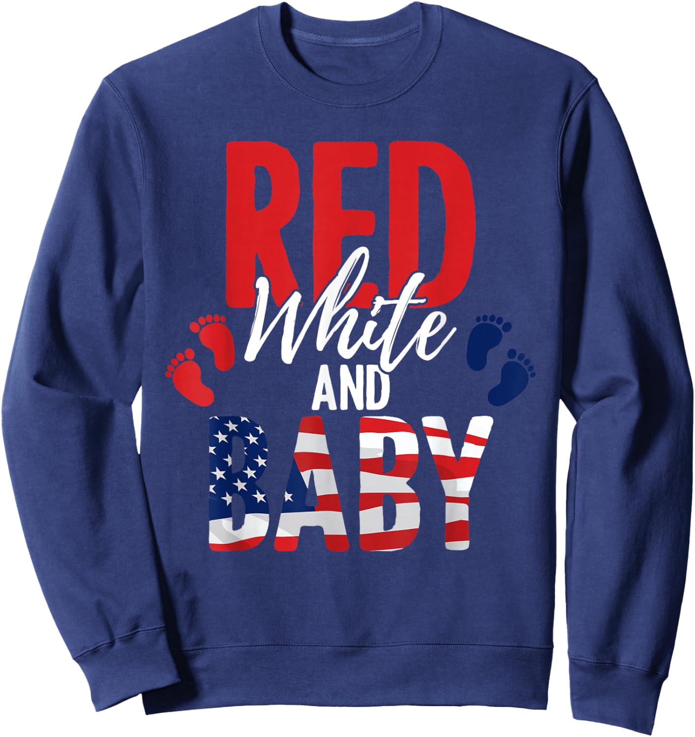Red White & Baby Announcement 4th of July New Mom & Dad Sweatshirt - Sweatshirt | Navy