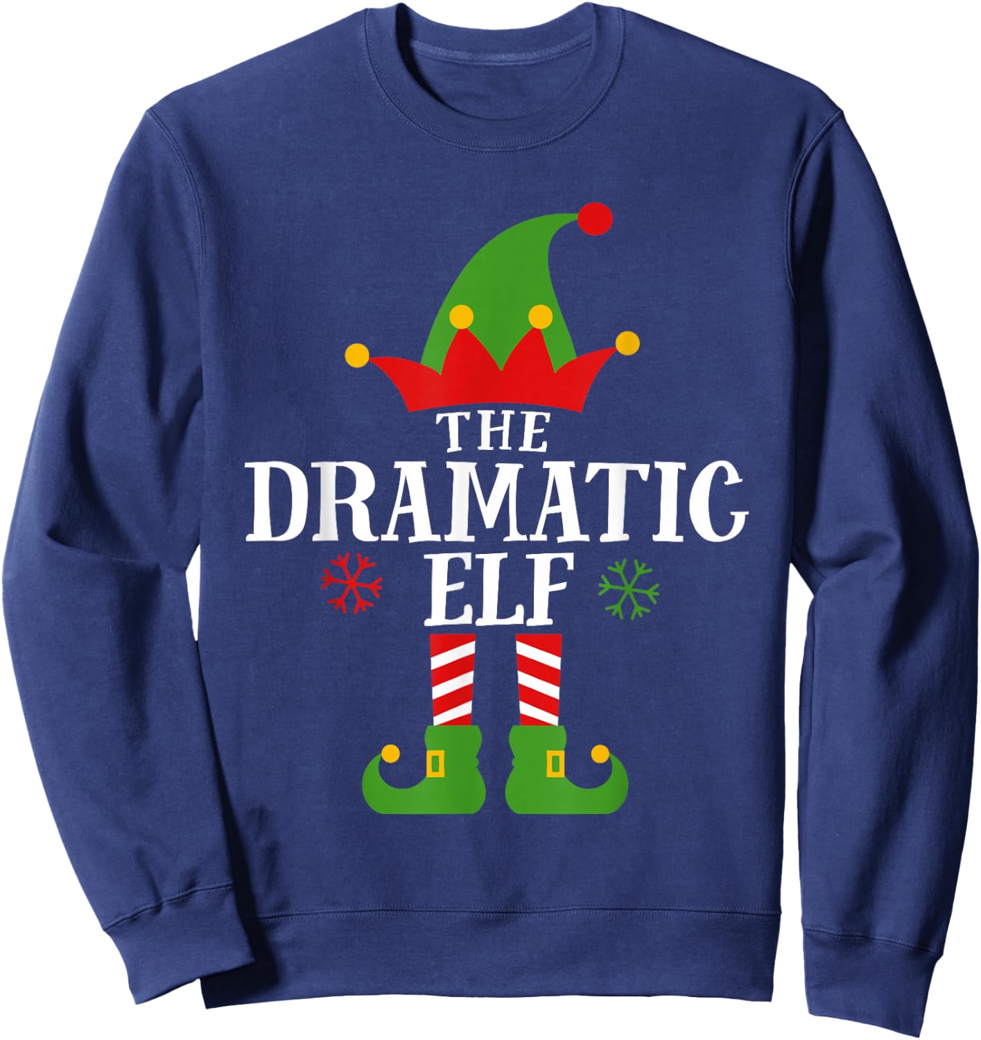 Dramatic Elf Funny Matching Family Group Christmas Pajama Sweatshirt - Sweatshirt | Navy