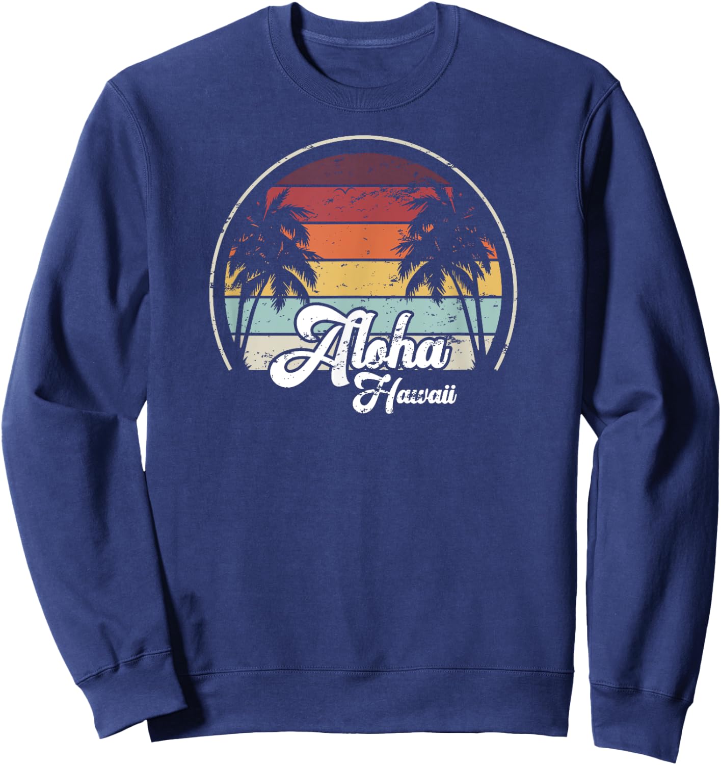 Aloha Hawaii Palms Cool Casual Summer Beach Vacation Sweatshirt - Sweatshirt | Navy