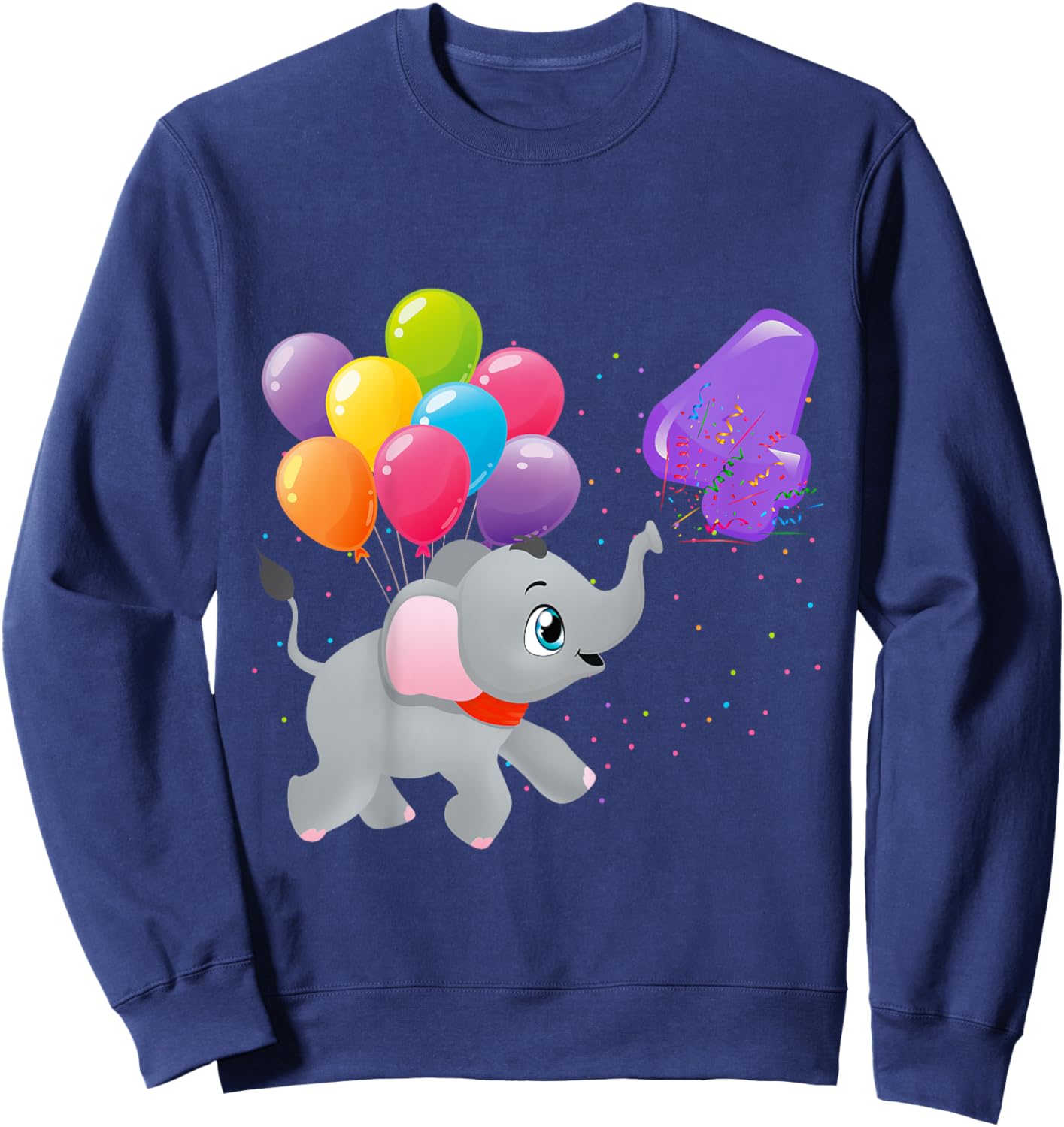 Kids Elephant 4 Years Old Zoo Animals Boys 4th Birthday Sweatshirt - Sweatshirt | Navy