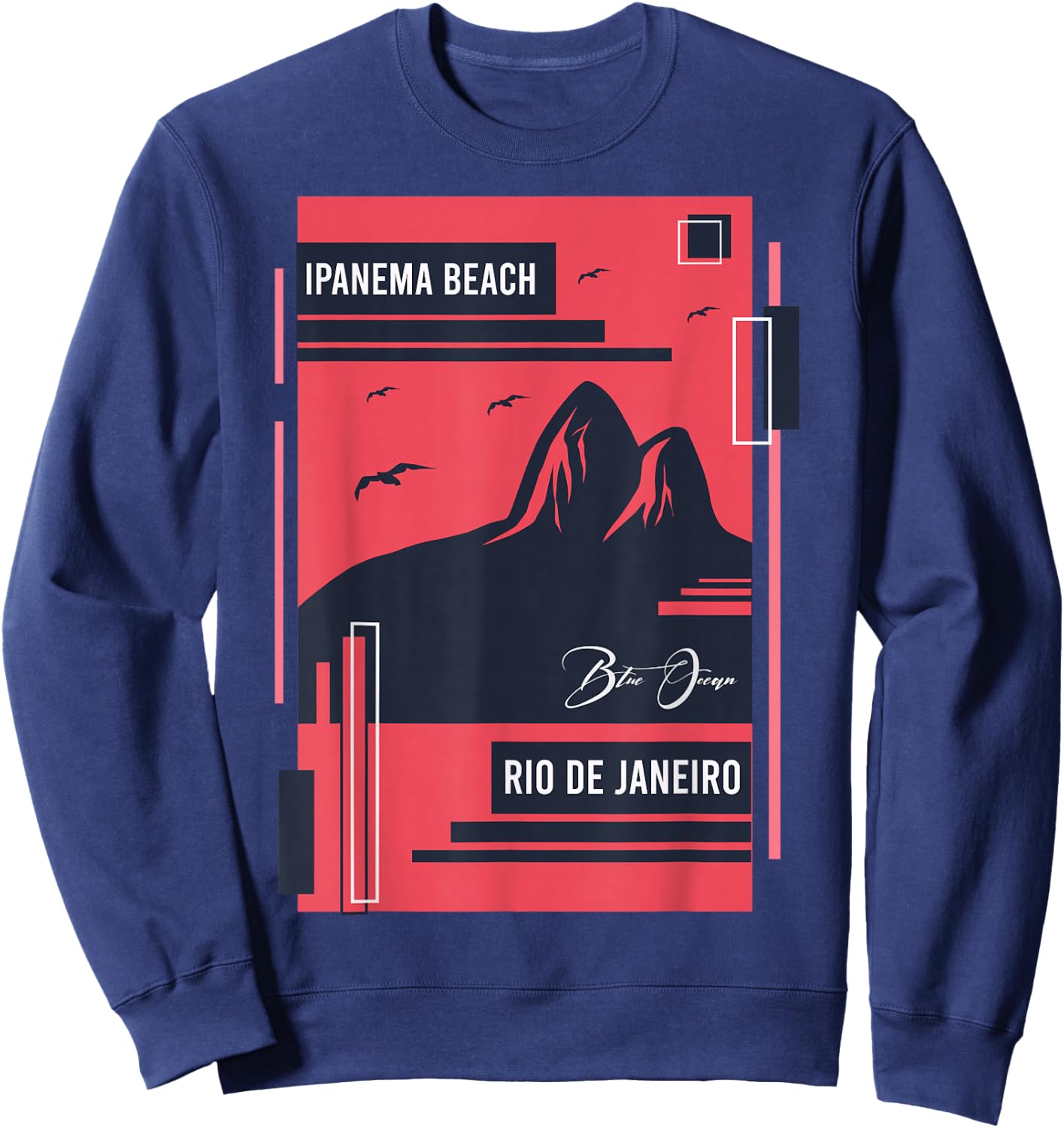 Ipanema Beach Vacation Holiday Brazil Flag Sweatshirt - Sweatshirt | Navy