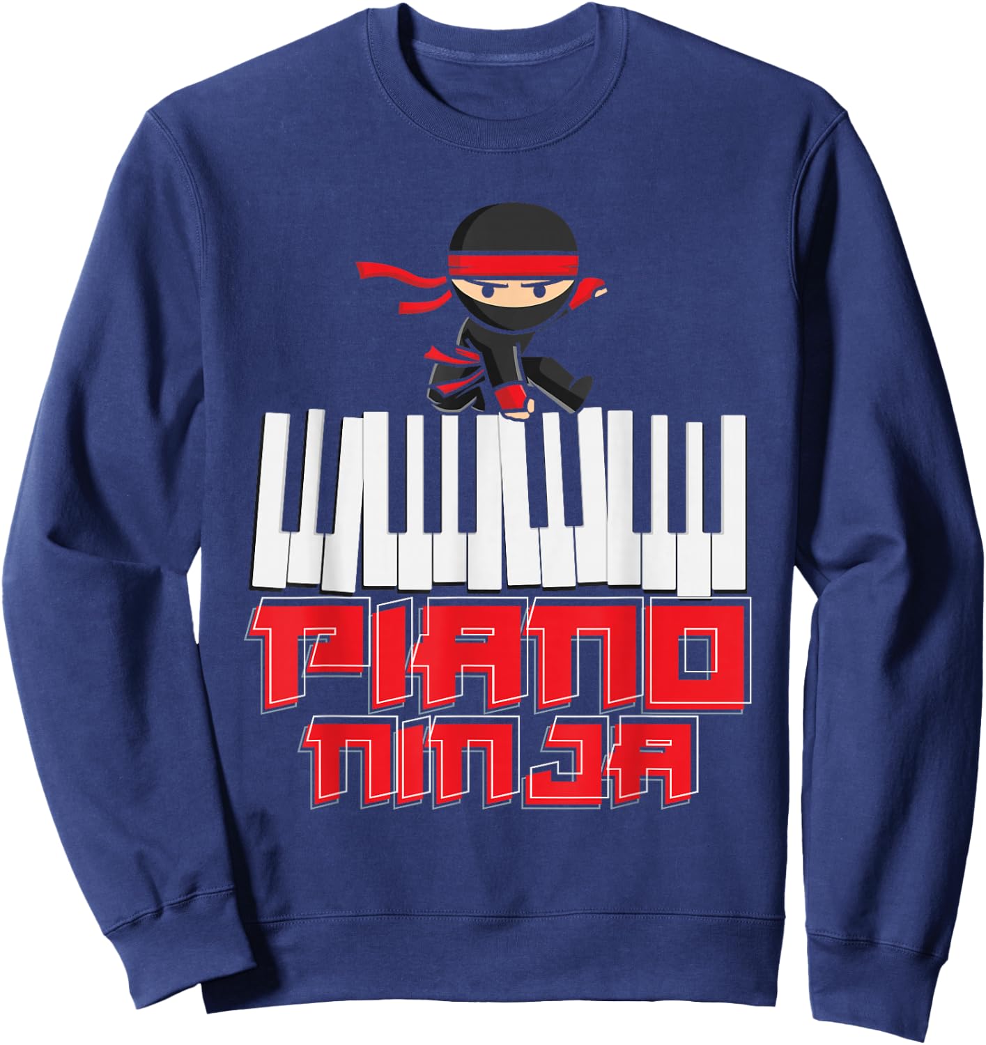 Piano Ninja Pianist Keyboard Player Musician Funny Piano Sweatshirt - Sweatshirt | Navy