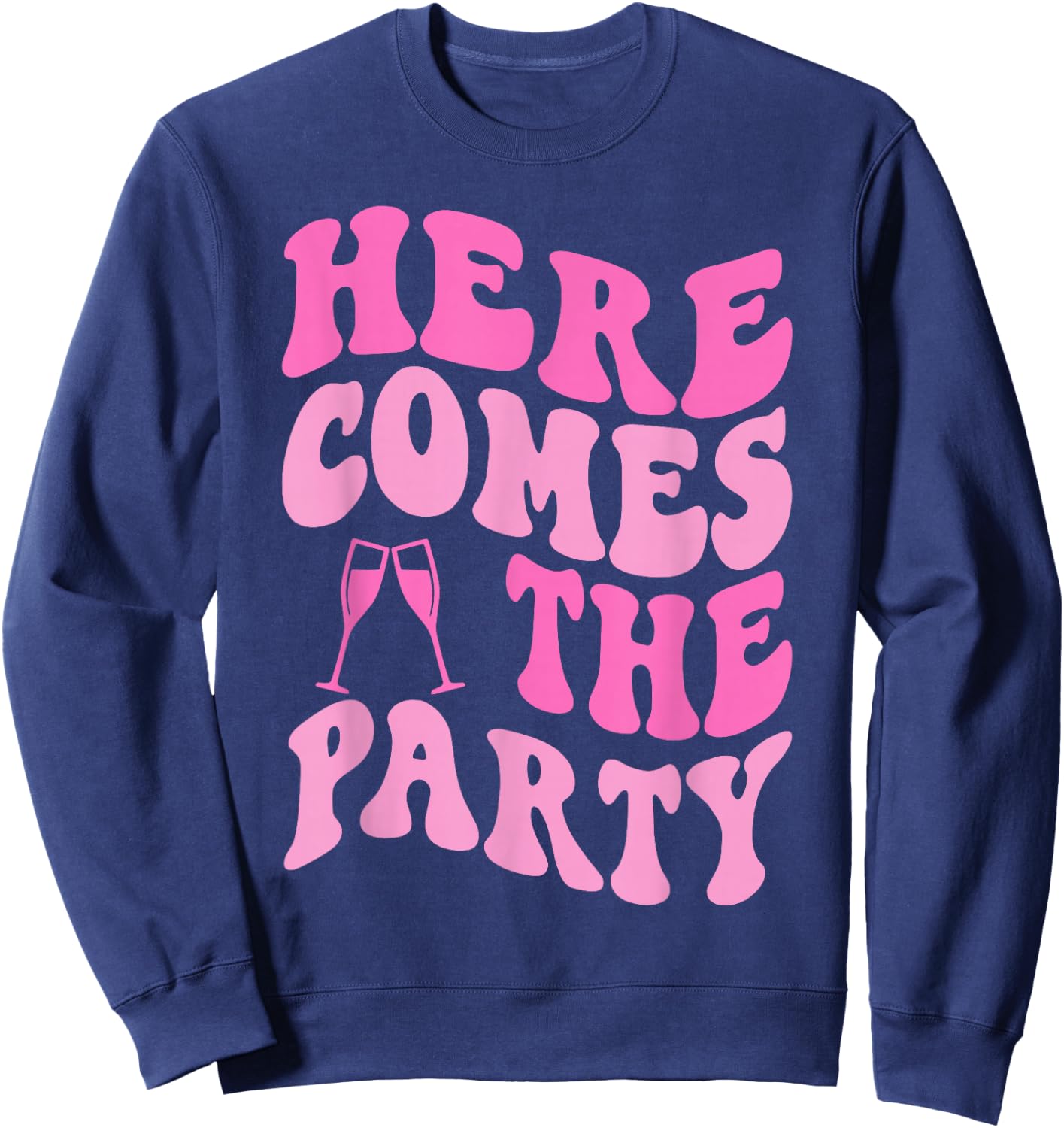 Here Come The Party Bride Groovy Bachelorette Party Sweatshirt - Sweatshirt | Navy