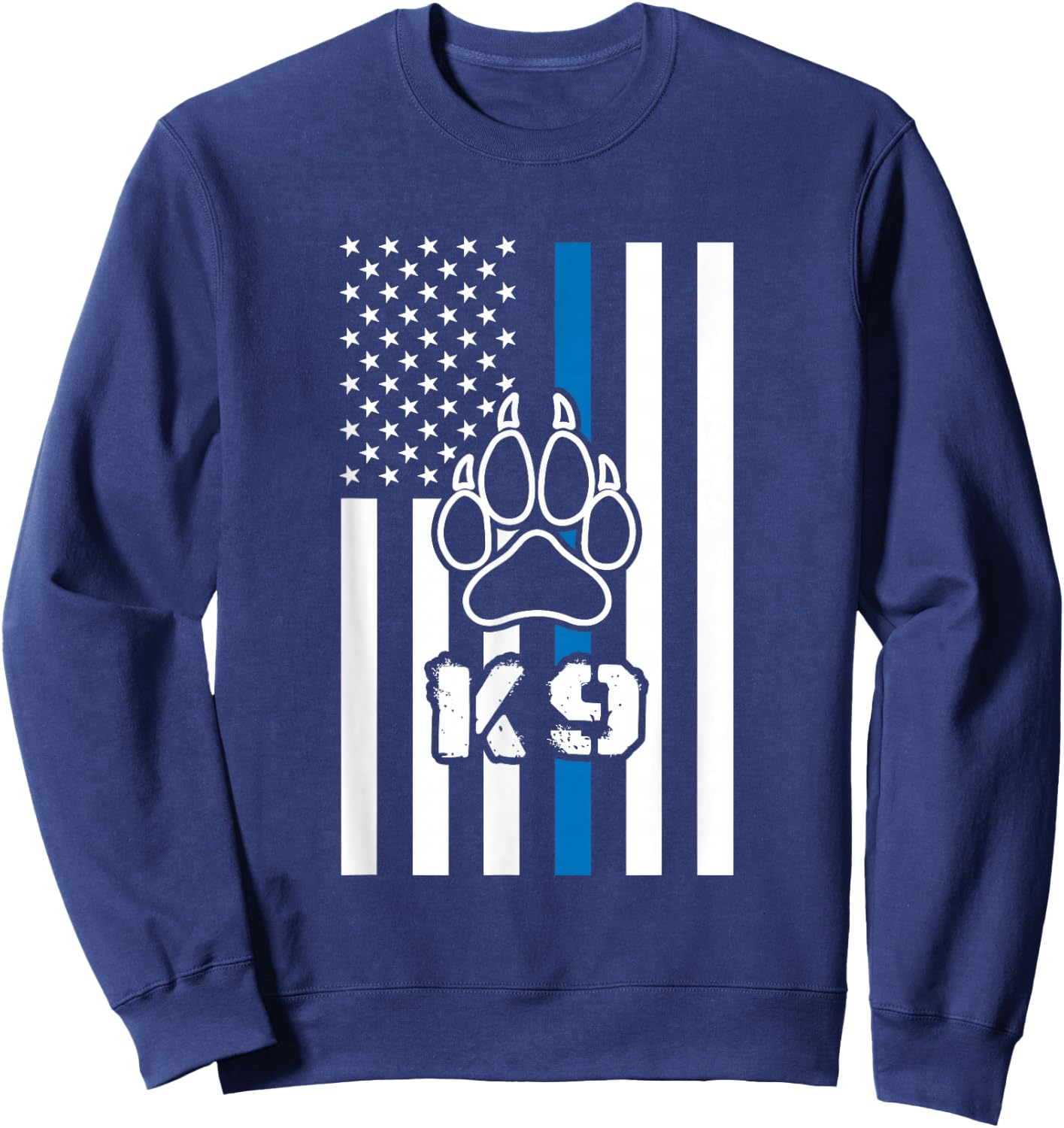 Police Flag with a Dog Paw and K9 Sweatshirt - Sweatshirt | Navy