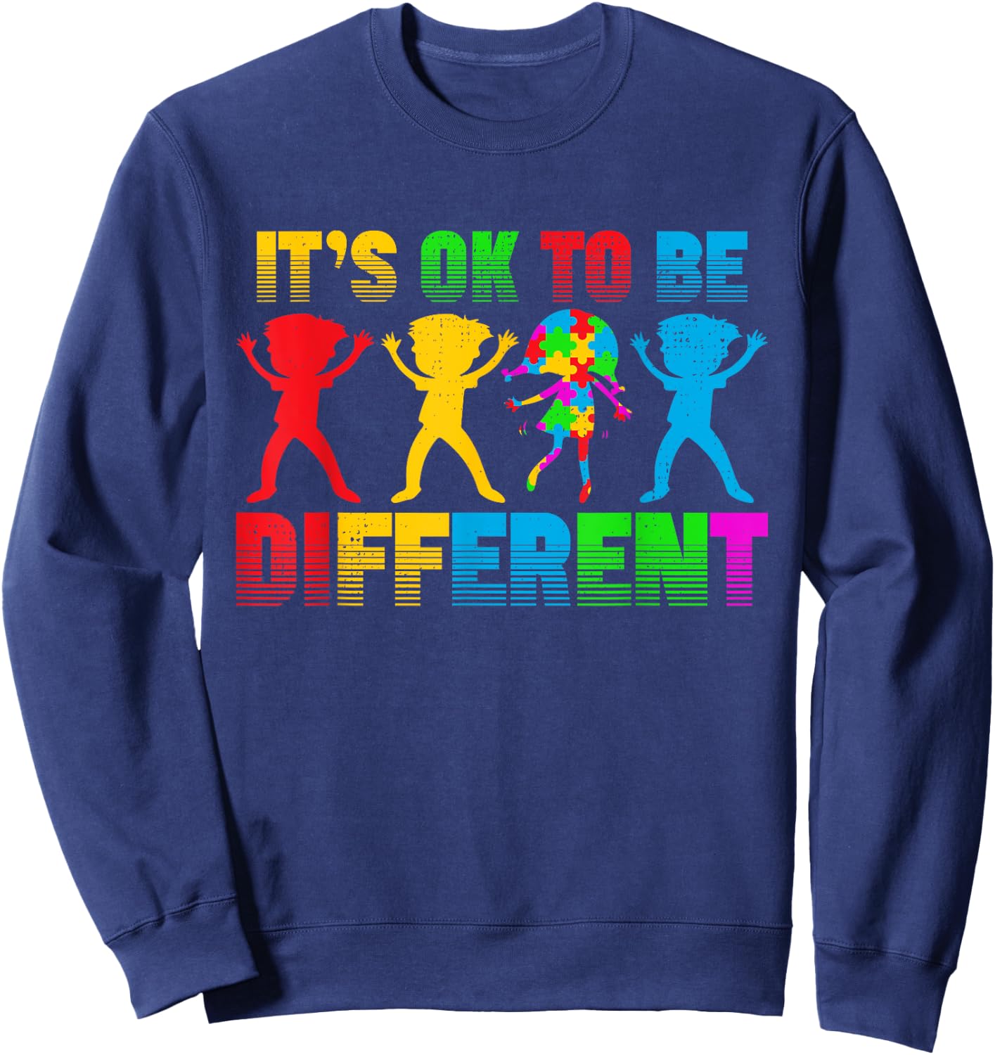 Ok To Be Different Acceptance Autistic Kids Autism Awareness Sweatshirt - Sweatshirt | Navy