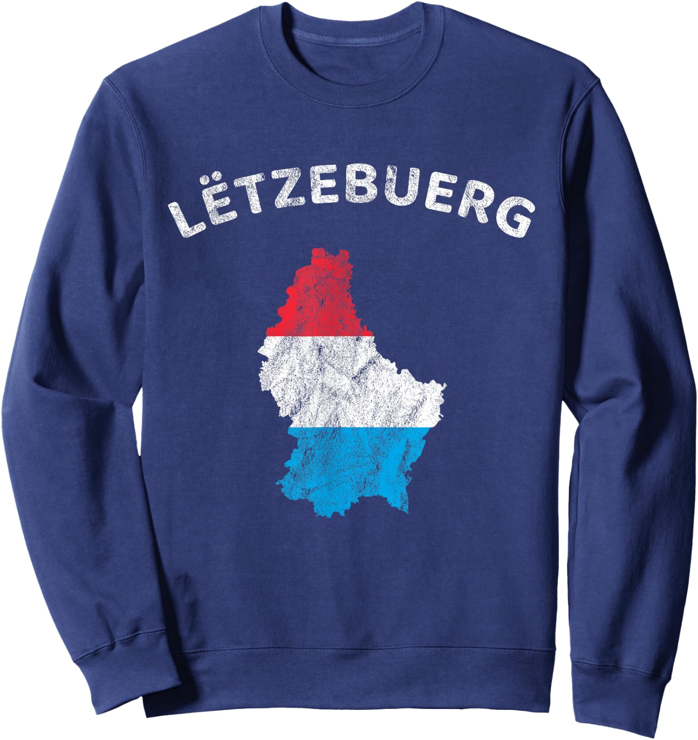 Luxembourg Flag, Letzebuergesch Luxembourg Outline Sweatshirt - Sweatshirt | Navy