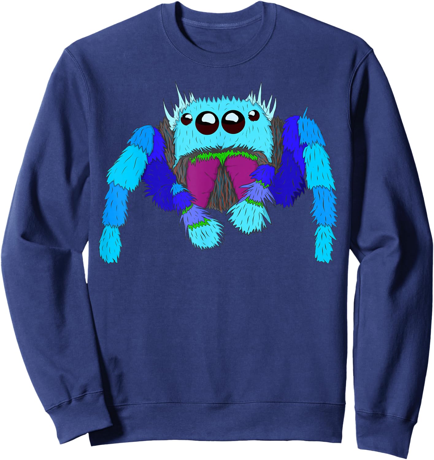 Jumping Spider , Cool Spider Face Sweatshirt - Sweatshirt | Navy