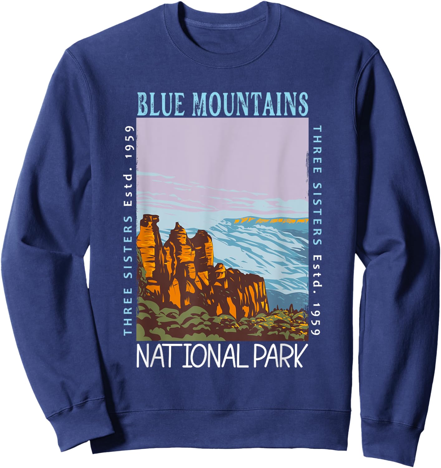 Blue Mountains National Park Australia Distressed Vintage Sweatshirt - Sweatshirt | Navy