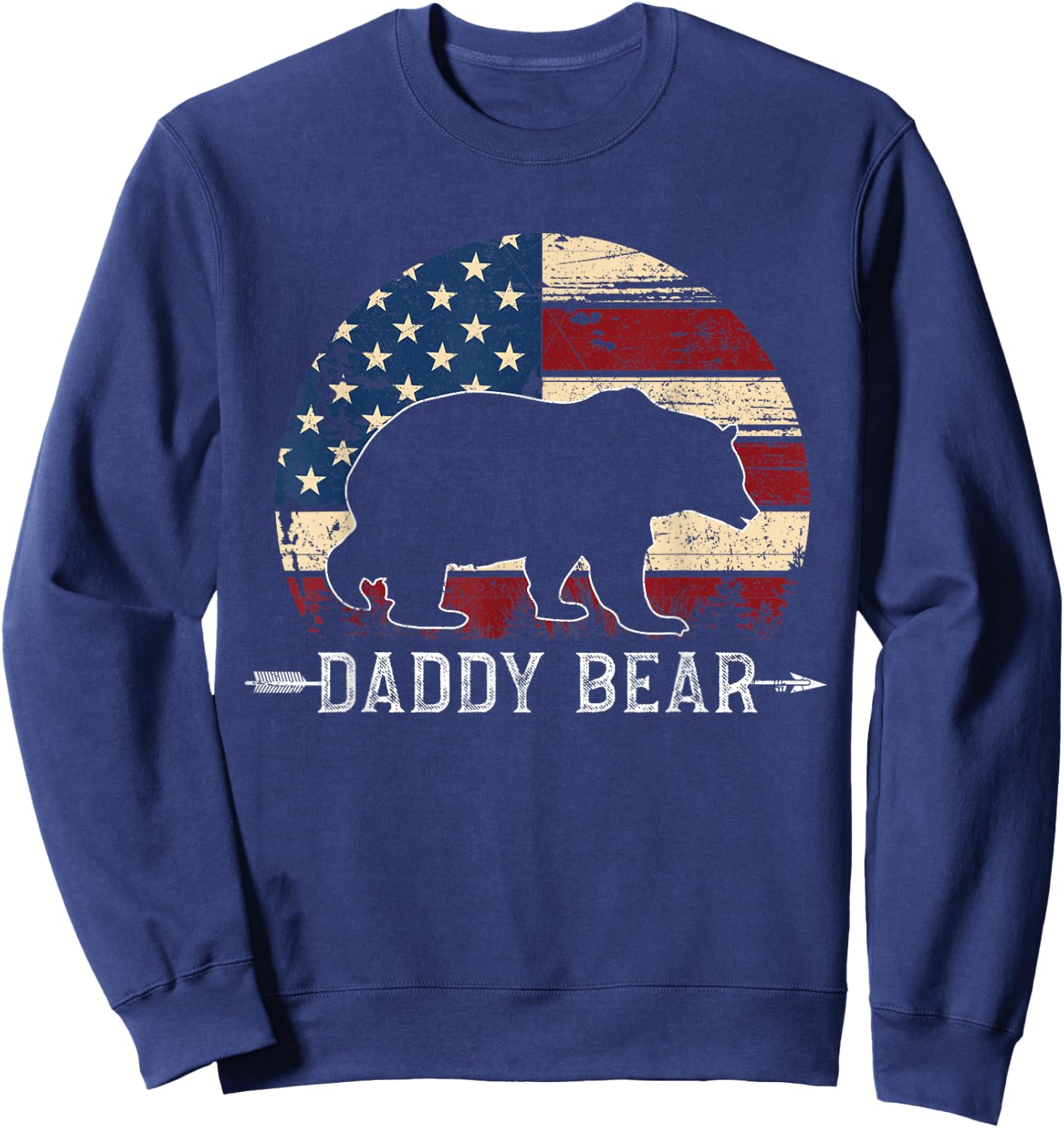 Daddy Bear American Flag 4th Of July Father's Day Sweatshirt - Sweatshirt | Navy