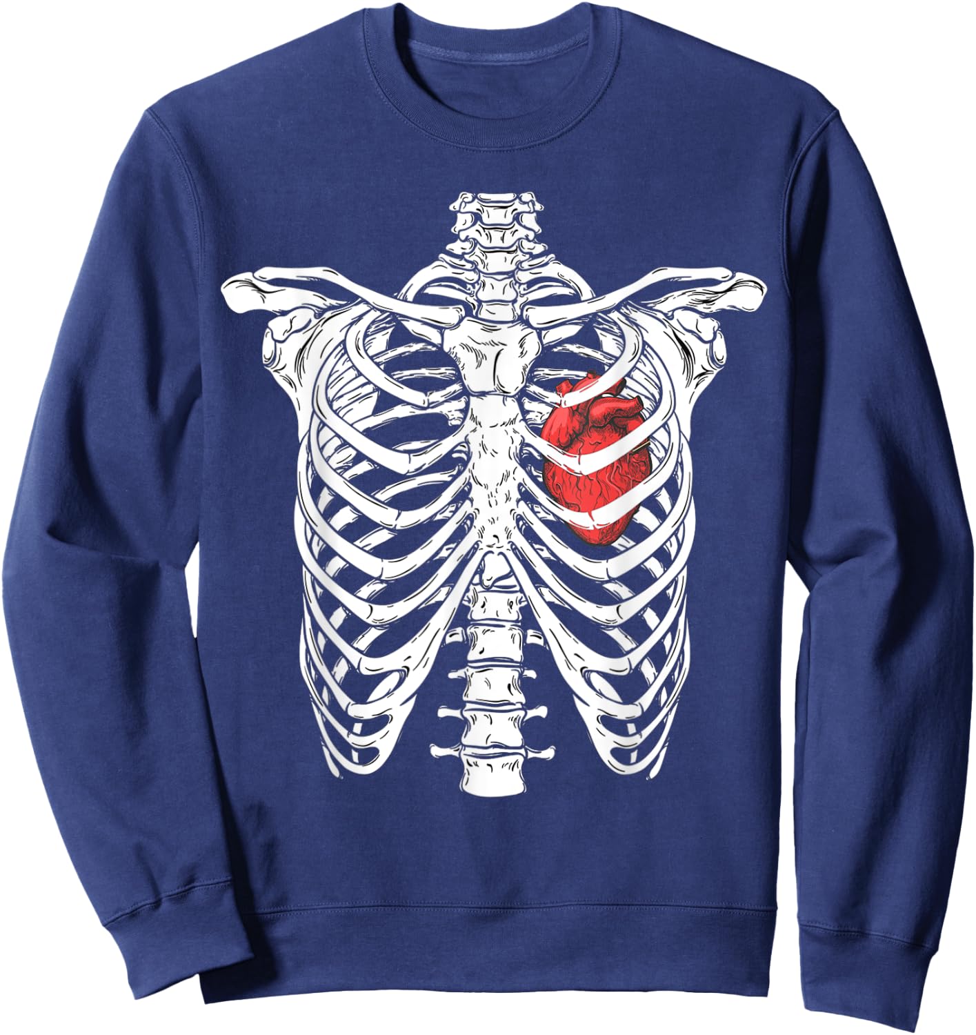 Heart and Ribcage Nurse Funny Skeleton Halloween costume Sweatshirt - Sweatshirt | Navy