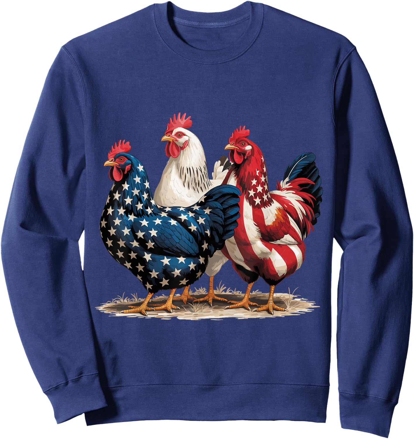 4th of July Patriotic Rooster Red White Blue Chicken Kids Sweatshirt - Sweatshirt | Navy