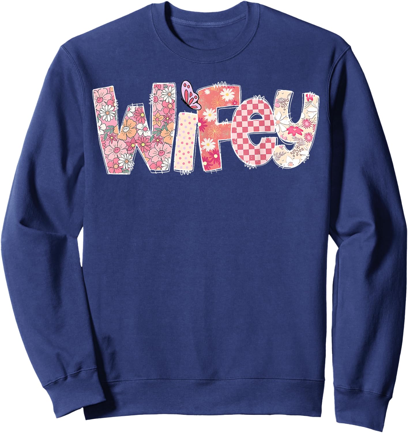 Bride Women Funny Wifey Floral Engagement Fiance Wife Women Sweatshirt - Sweatshirt | Navy