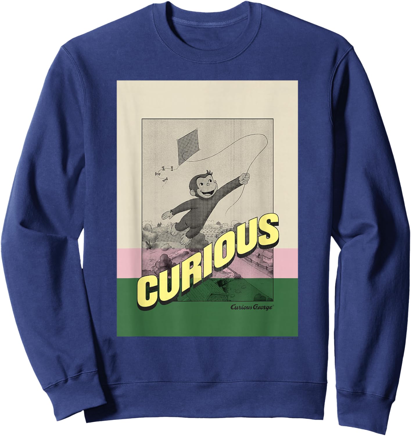 Curious George Sepia Tone Kite Flight Sweatshirt - Sweatshirt | Navy
