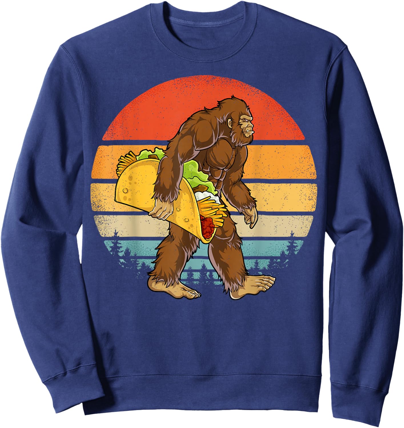 Bigfoot Carrying Taco Funny Cinco de Mayo Boys Men Sasquatch Sweatshirt - Sweatshirt | Navy