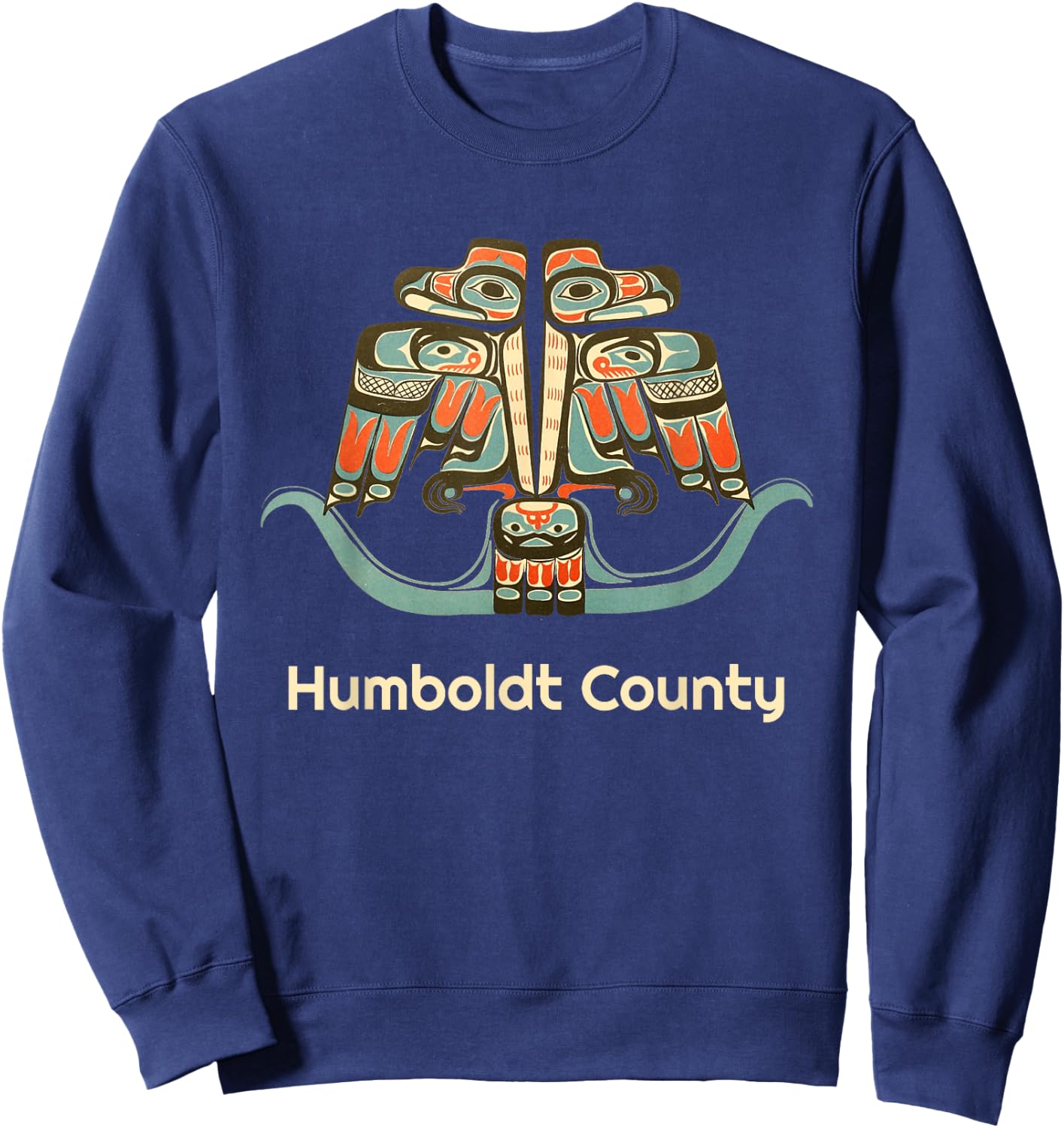 Humboldt County California Thunderbird NW Native American Sweatshirt - Sweatshirt | Navy