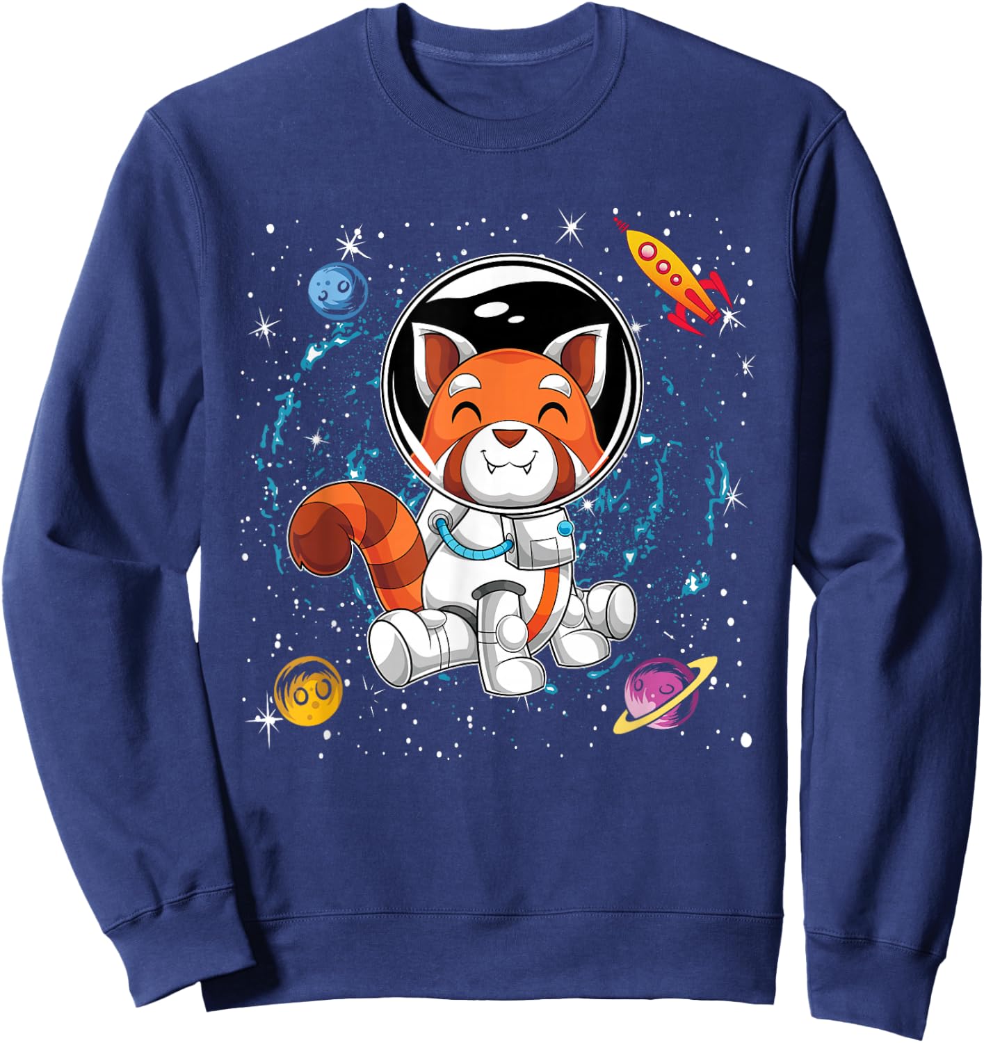 Red Panda Space Scientist Animal Rocket Planets Astronaut Sweatshirt - Sweatshirt | Navy