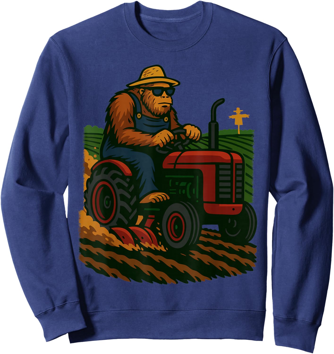 Funny Bigfoot Farmer Tractor Farming Farm Men Boys Sweatshirt - Sweatshirt | Navy