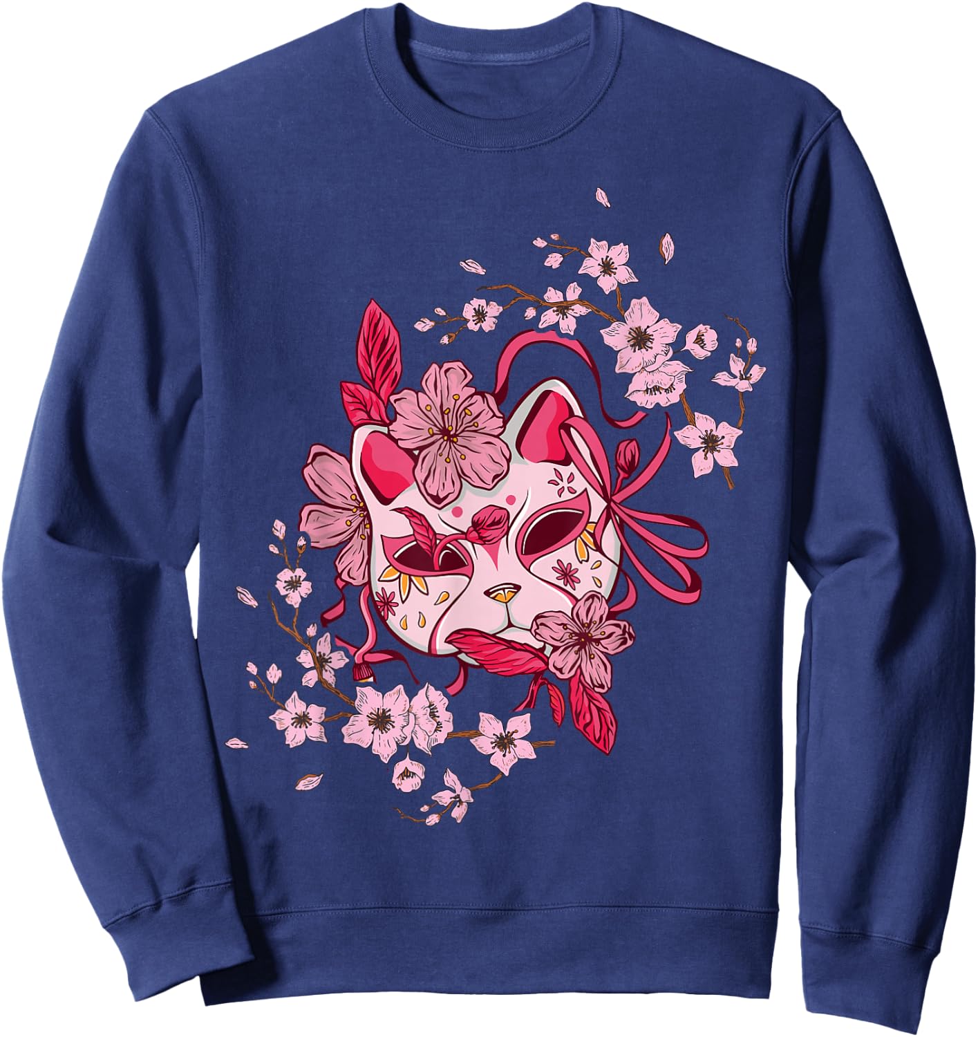 Sakura Tree Japanese Mask Cherry Pink Flower Blossom Sweatshirt - Sweatshirt | Navy