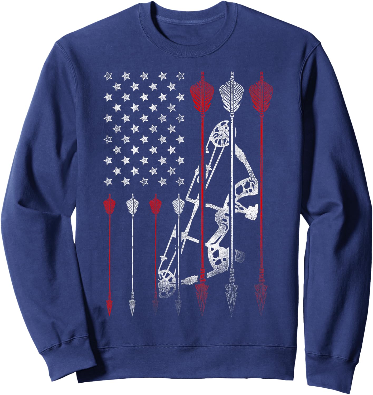 Archery Archer Usa American Flag Vintage Arrow Compound Bow Sweatshirt - Sweatshirt | Navy