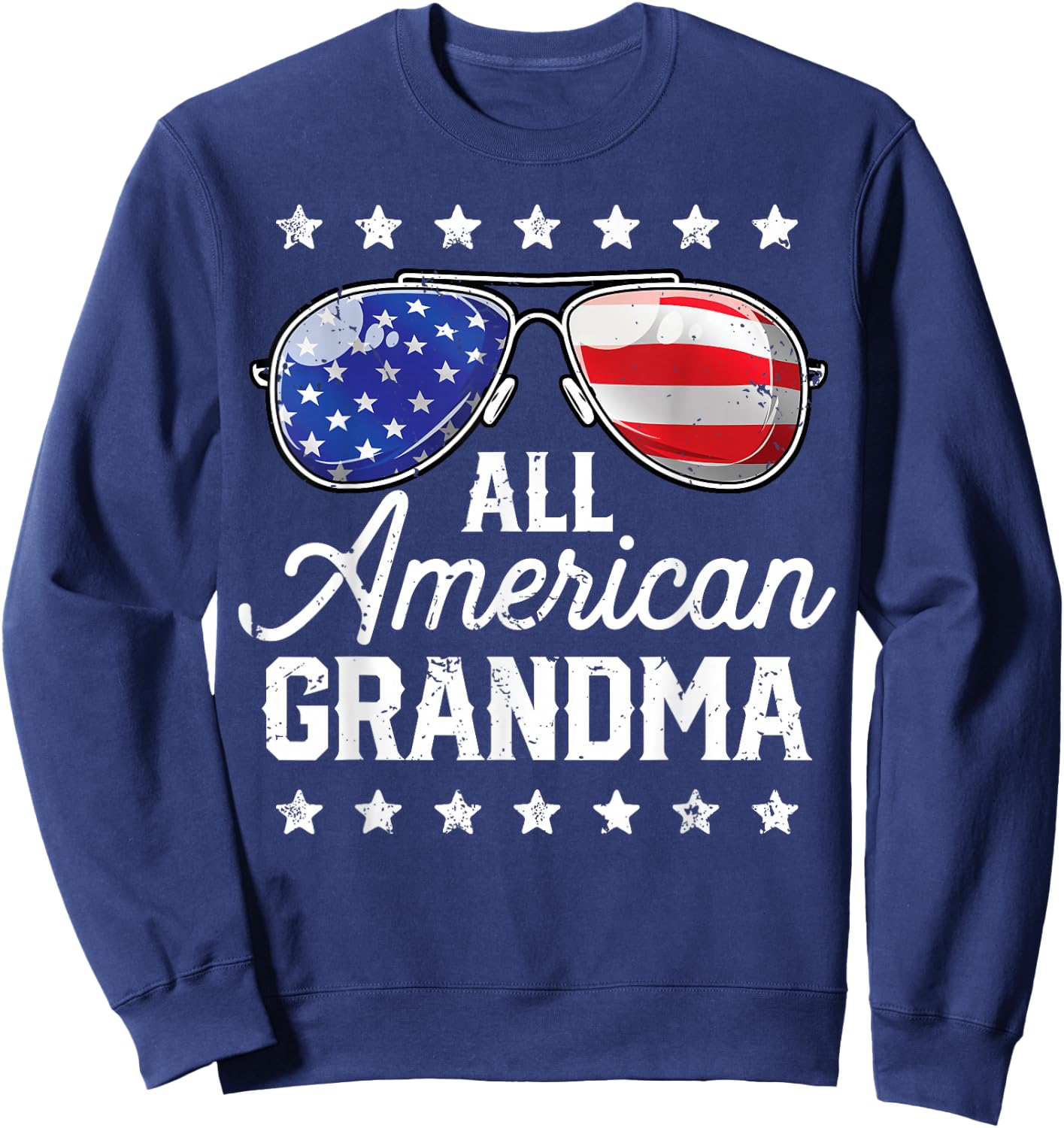 All American Grandma 4th of July Family Matching Sunglasses Sweatshirt - Sweatshirt | Navy