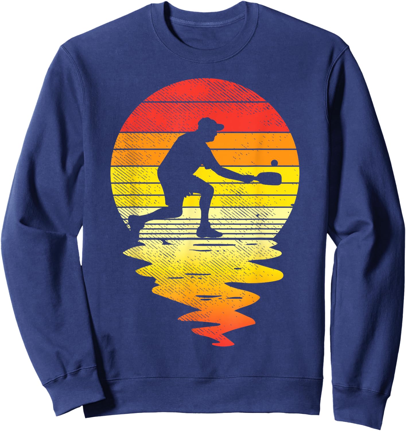 Pickleball Sunset Retro Sport Pickle Ball Player Coach Gift Sweatshirt - Sweatshirt | Navy