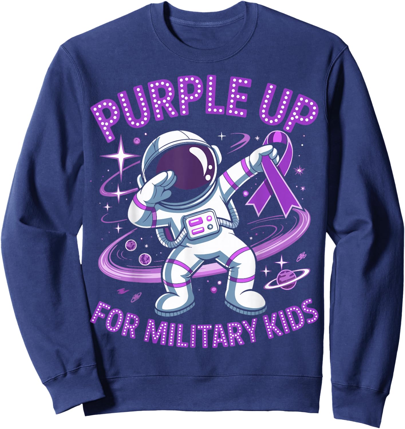 Purple Up for Military Kids Military Child Month Astronaut Sweatshirt - Sweatshirt | Navy