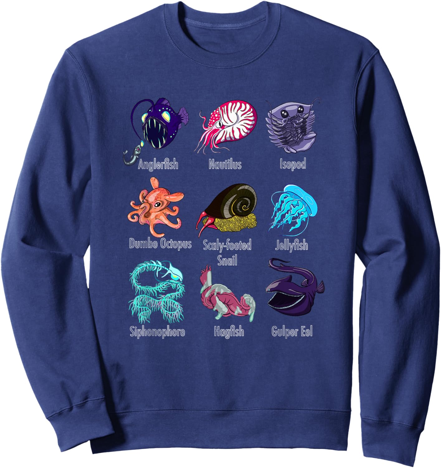 Marine Biology Deep Sea Creatures Sweatshirt - Sweatshirt | Navy