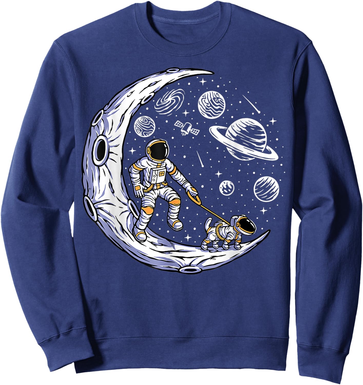Astronaut Walking A Dog On The Moon In Space Sweatshirt - Sweatshirt | Navy