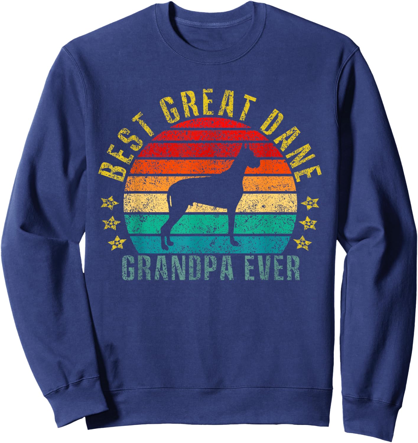 Best Great Dane Grandpa Ever Funny Retro Sweatshirt - Sweatshirt | Navy