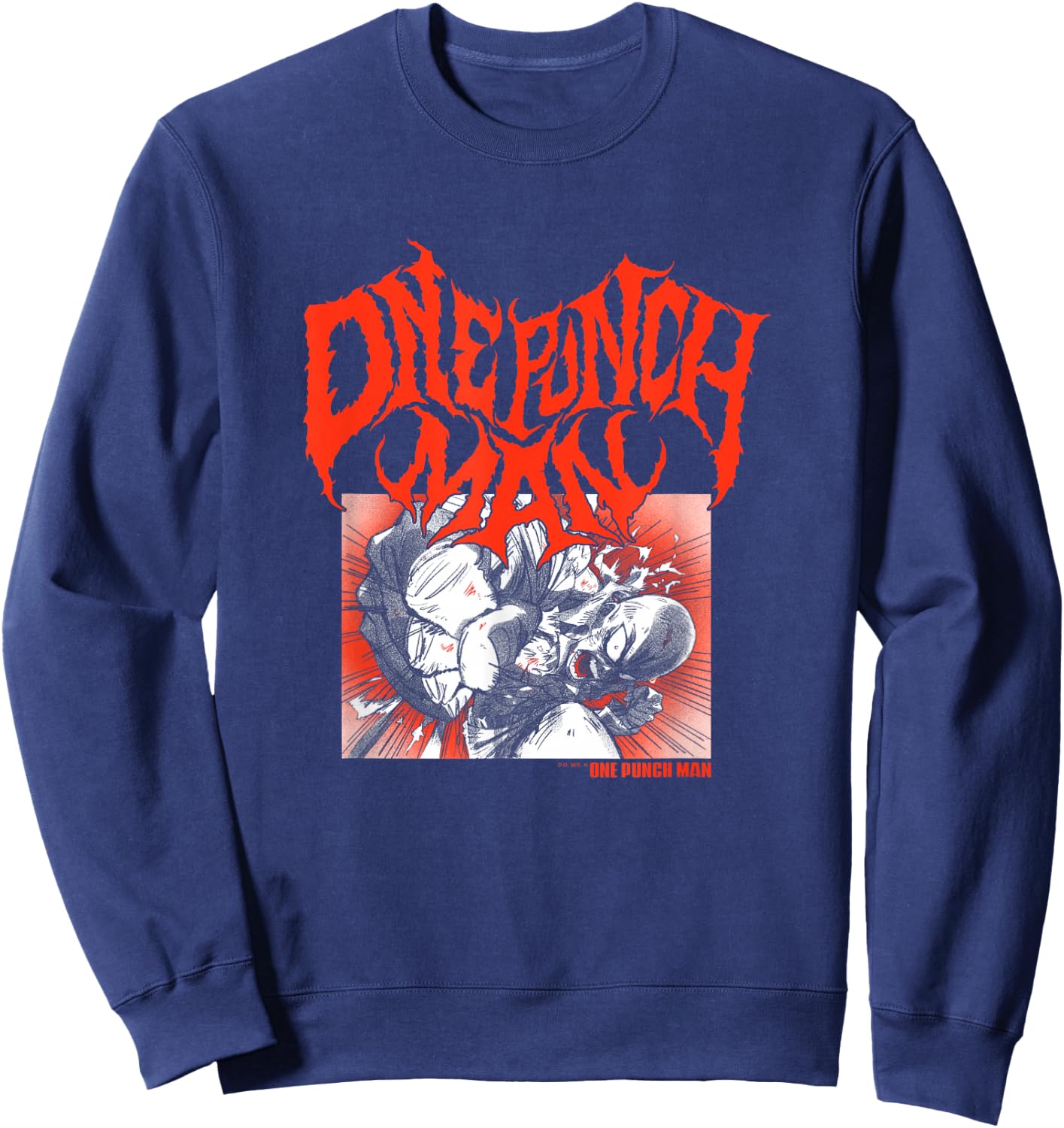 One Punch Man Metal Inspired Logo Small Sweatshirt - Sweatshirt | Navy