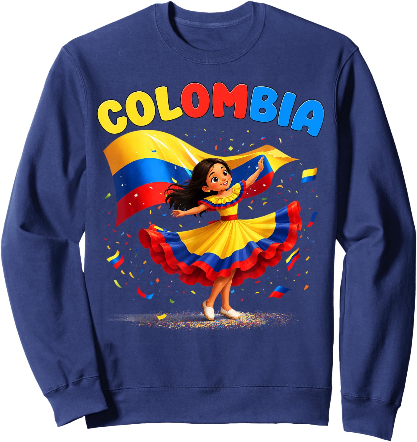 Colombian Girl Culture Pride for Girls Kids Sweatshirt - Sweatshirt | Navy