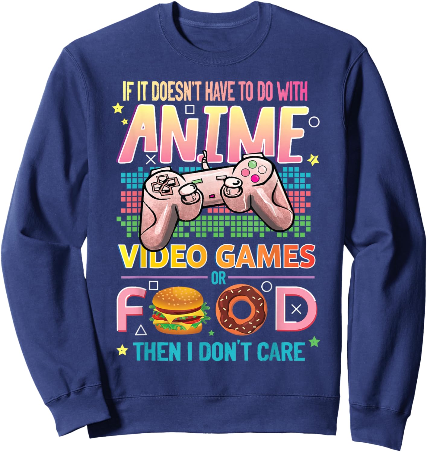 Anime Video Games Food - Anime Lovers Gifts Idea Girls Boys Small Sweatshirt - Sweatshirt | Navy