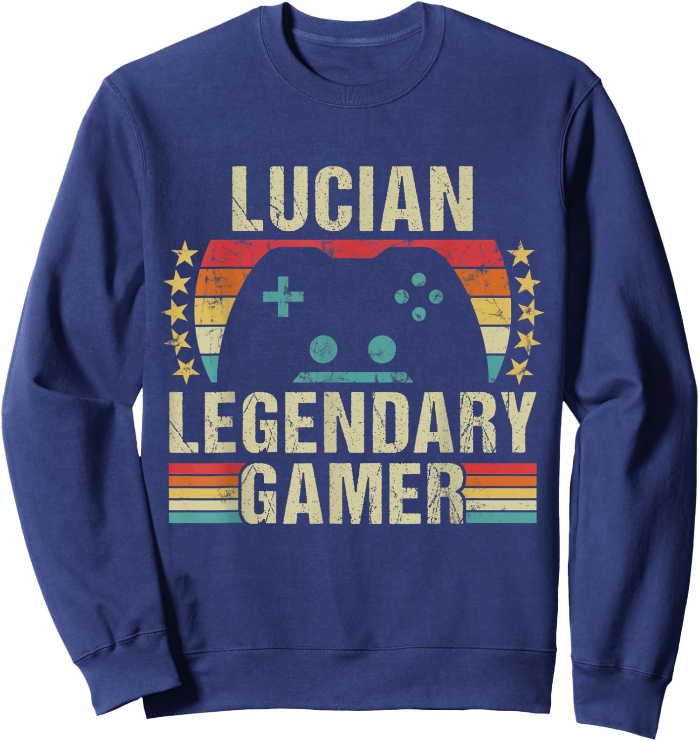 Lucian Gamer Retro Gaming Vintage Game Personalized 70s Sweatshirt - Sweatshirt | Navy