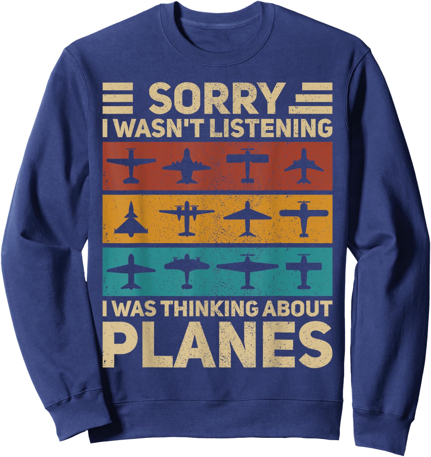 Plane Vintage Airplanes Retro Aviation Airplane Funny Pilot Sweatshirt - Sweatshirt | Navy